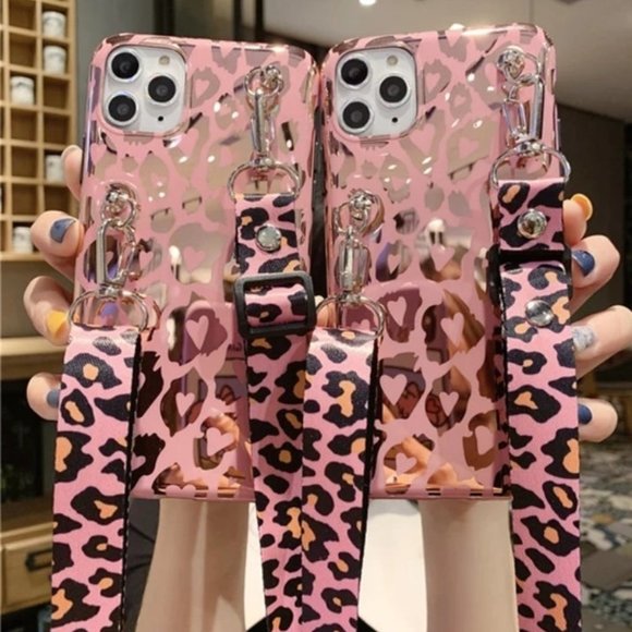 Pink GLAM Animal Print iPhone Case w/Strap or Lanyard - Picture 4 of 10